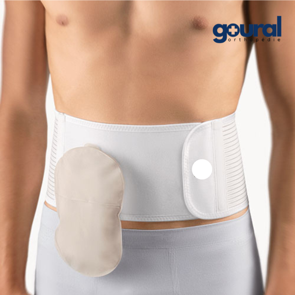 Faja de soporte abdominal para persona estomizada con zona de corte personalizable goural