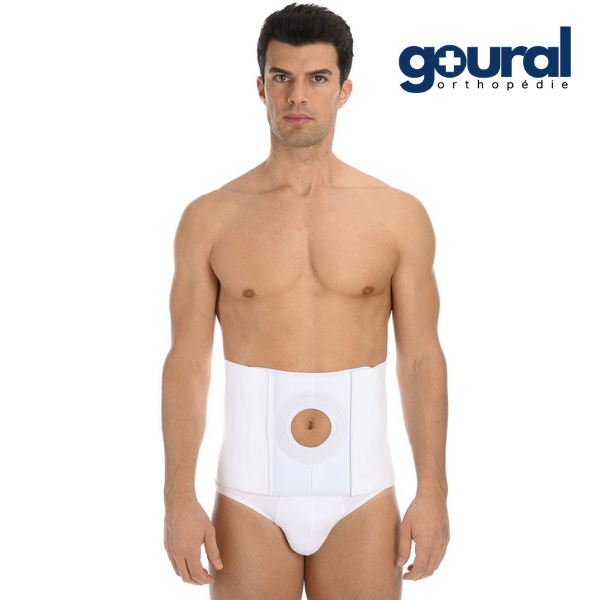 Pannello elastic cotton abdominal support belt for stoma with removable bib